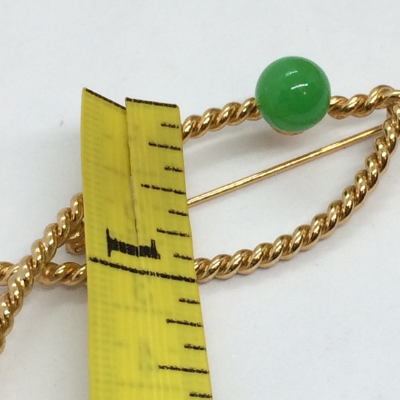 !!SOLD!! VINTAGE NAPIER FISH GREEN EYE GOLD TONE BRAIDED TWISTED WIRE BROOCH PIN - Picture 8 of 10